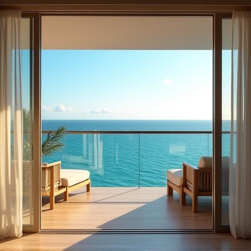 Balcone di una suite di lusso con vista panoramica sul mare