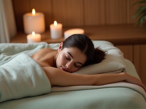 Persona che si rilassa profondamente distesa su un lettino durante un trattamento nella spa del Corallo Club