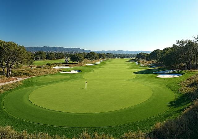 Ampia vista del campo da golf del Corallo Club sotto il sole splendente